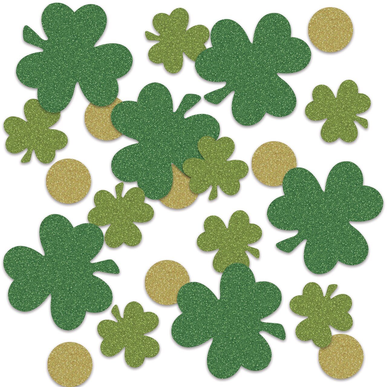 St. Patricks Theme - Shamrock & Coin Deluxe Sparkle Confetti - Pack of 12